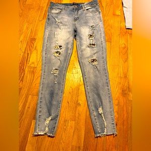 One Republic For All,distressed/Leopard patch style skinny jeans EUC,Great Brand